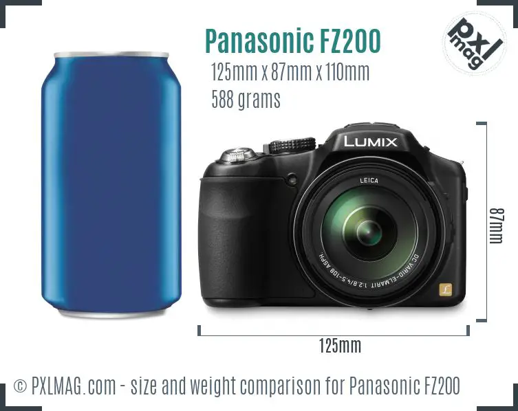 Panasonic Lumix DMC-FZ200 dimensions scale