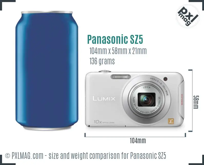 Panasonic Lumix DMC-SZ5 dimensions scale