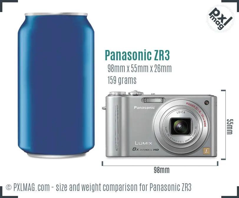 Panasonic Lumix DMC-ZR3 dimensions scale
