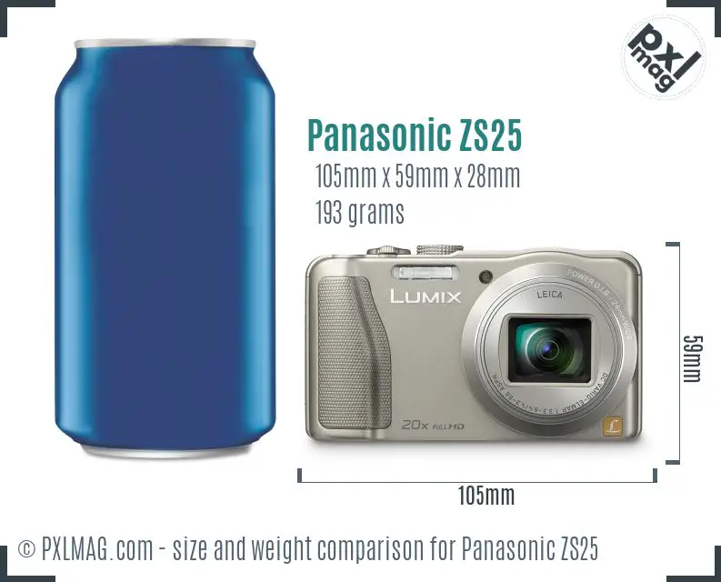 Panasonic Lumix DMC-ZS25 dimensions scale
