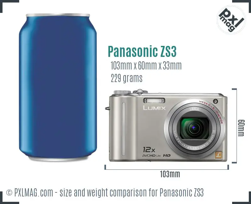 Panasonic Lumix DMC-ZS3 dimensions scale