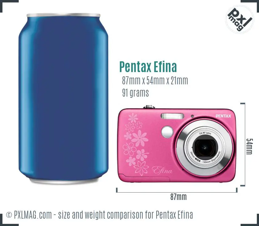 Pentax Efina dimensions scale