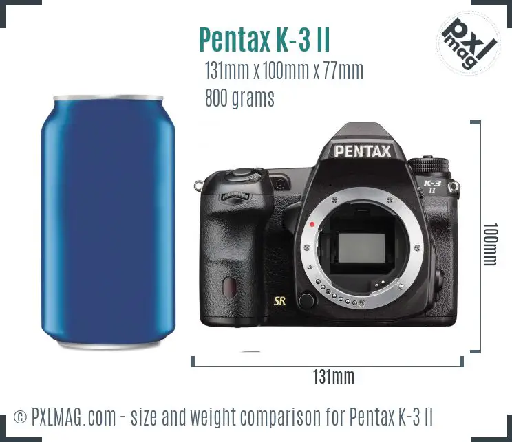 Pentax K-3 II dimensions scale