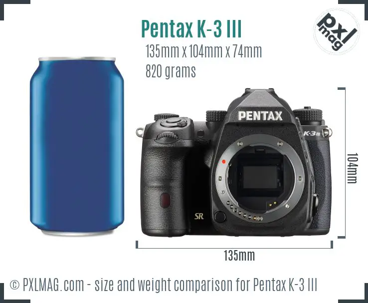Pentax K-3 Mark III dimensions scale