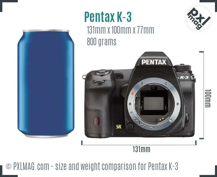 Pentax K-3 dimensions scale