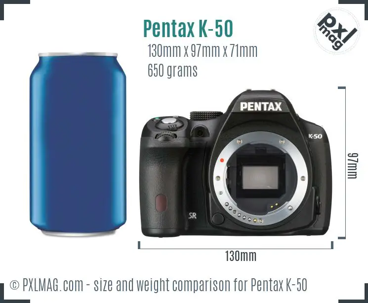 Pentax K-50 dimensions scale