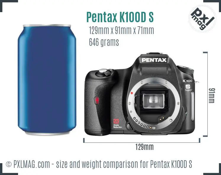 Pentax K100D Super dimensions scale
