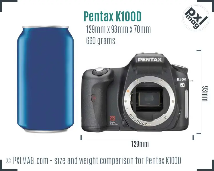 Pentax K100D dimensions scale