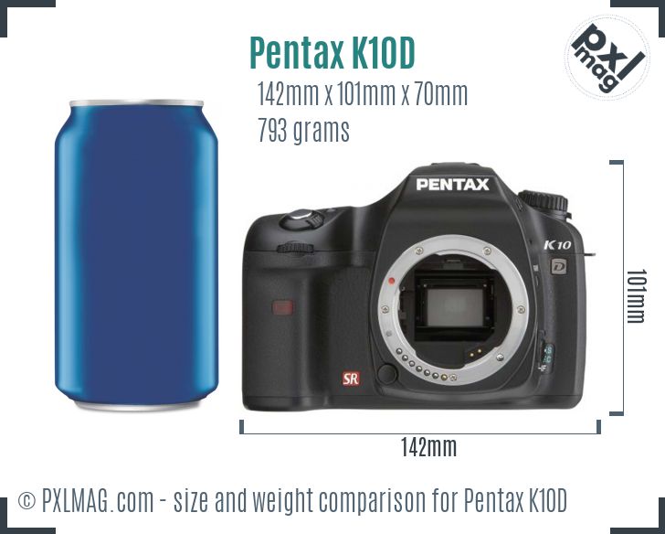 Pentax K10D dimensions scale
