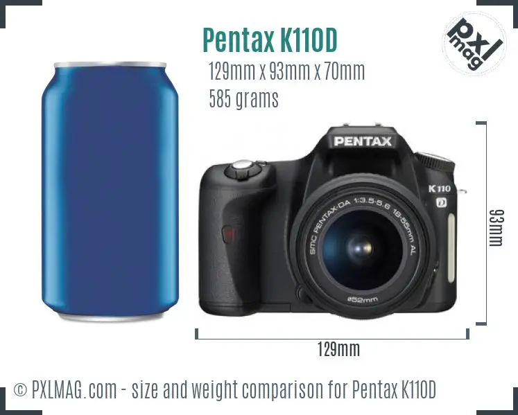 Pentax K110D dimensions scale