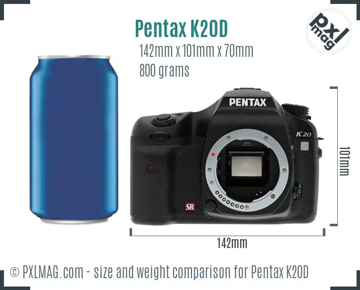 Pentax K20D dimensions scale