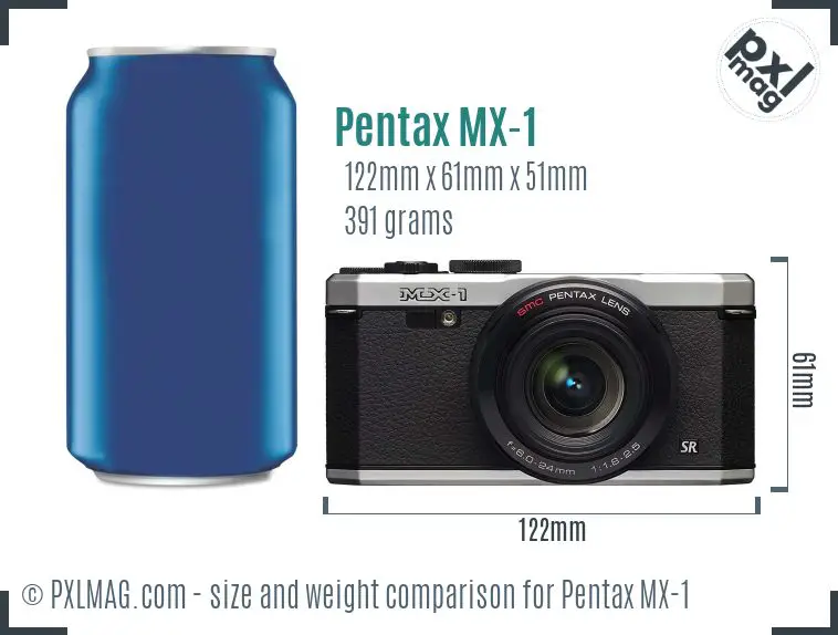 Pentax MX-1 dimensions scale