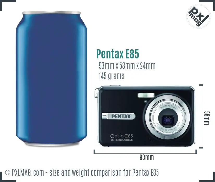 Pentax Optio E85 dimensions scale