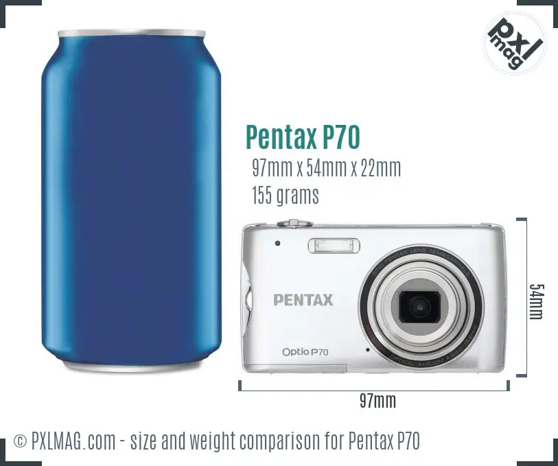 Pentax Optio P70 dimensions scale