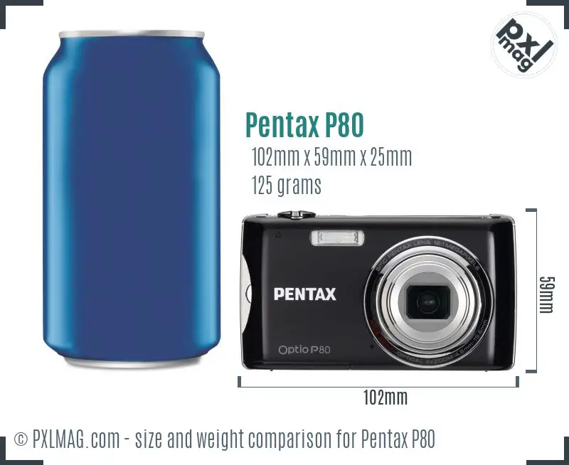 Pentax Optio P80 dimensions scale