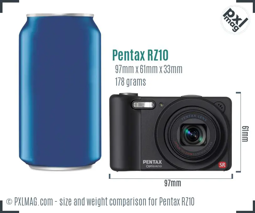 Pentax Optio RZ10 dimensions scale