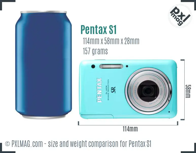 Pentax Optio S1 dimensions scale