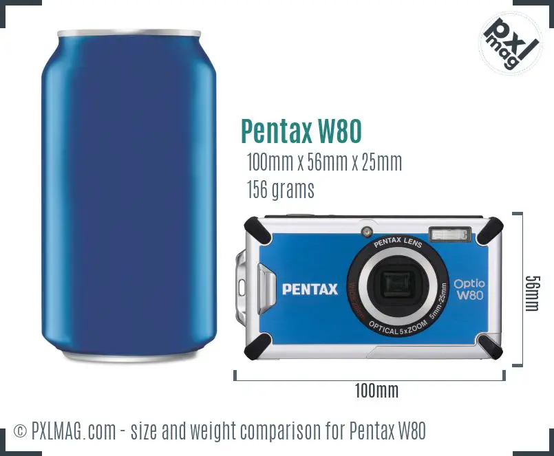 Pentax Optio W80 dimensions scale