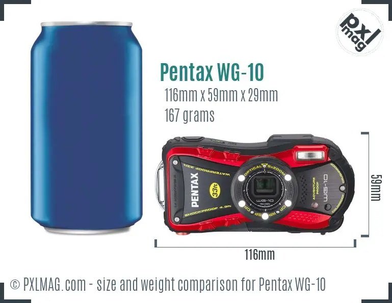 Pentax WG-10 dimensions scale