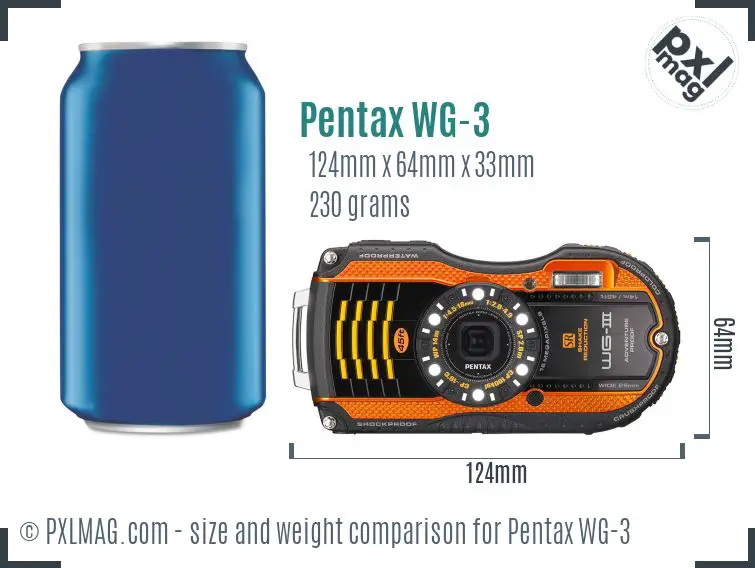 Pentax WG-3 dimensions scale