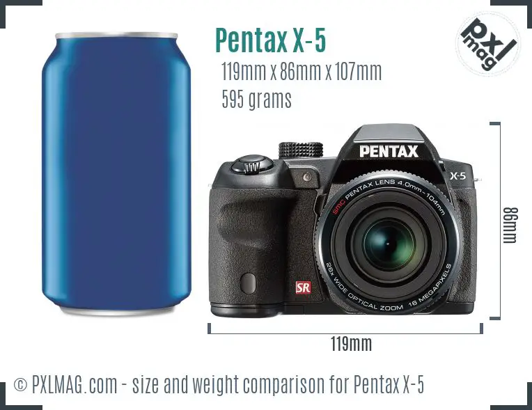 Pentax X-5 dimensions scale