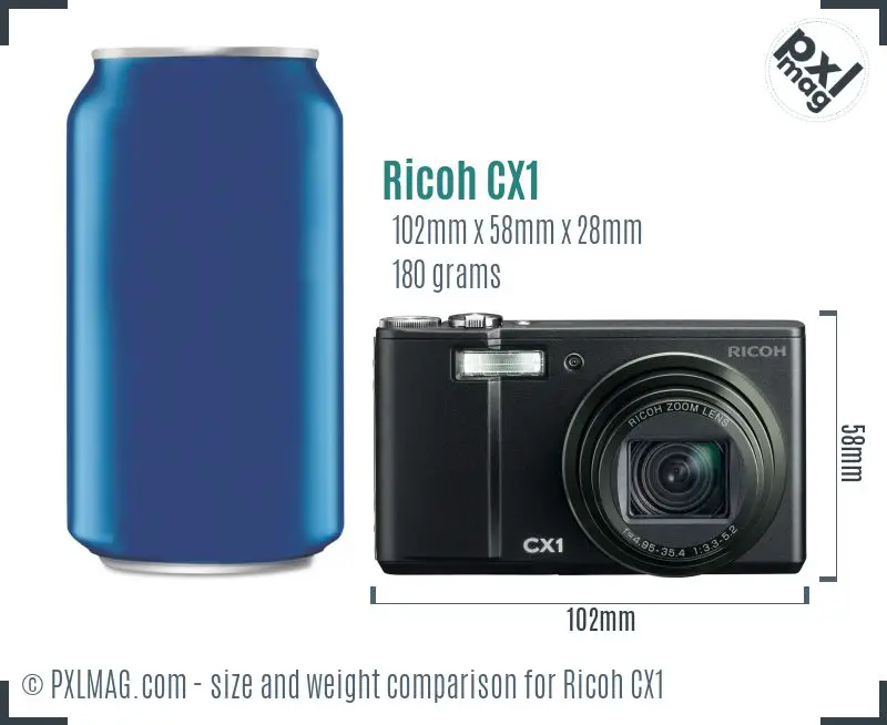 Ricoh CX1 dimensions scale