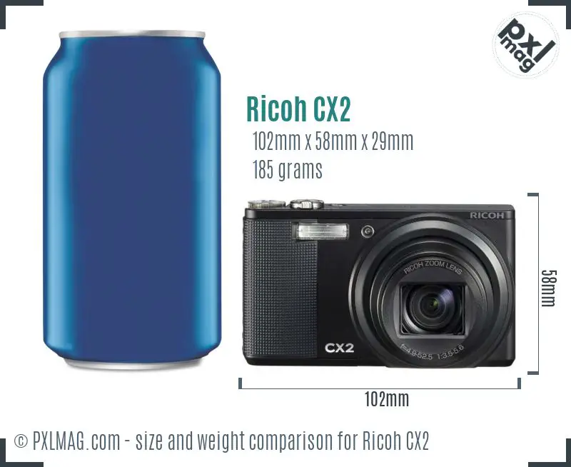 Ricoh CX2 dimensions scale
