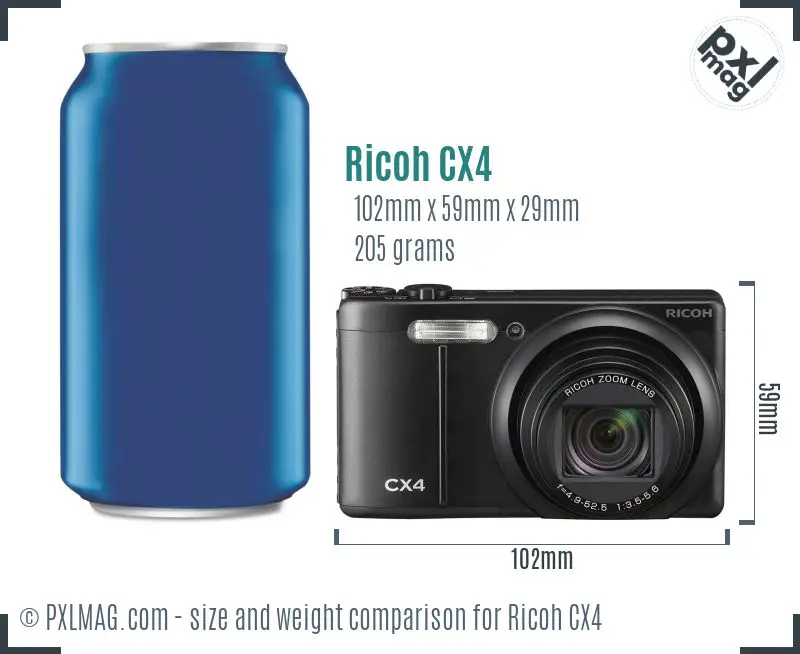 Ricoh CX4 dimensions scale