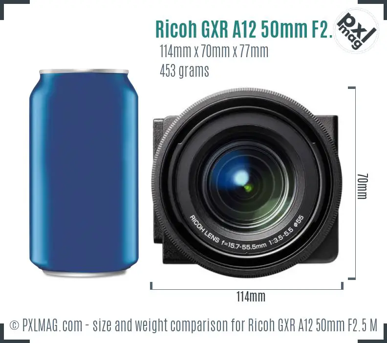 Ricoh GXR A12 50mm F2.5 Macro dimensions scale
