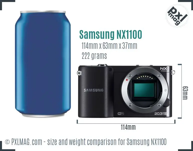 Samsung NX1100 dimensions scale