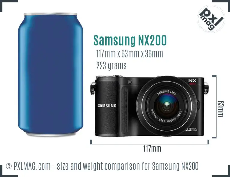 Samsung NX200 dimensions scale