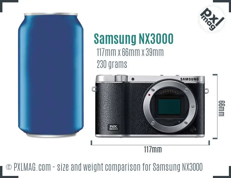Samsung NX3000 dimensions scale