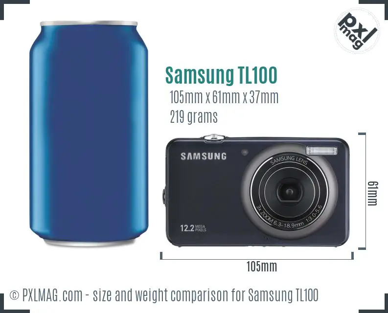 Samsung TL100 dimensions scale