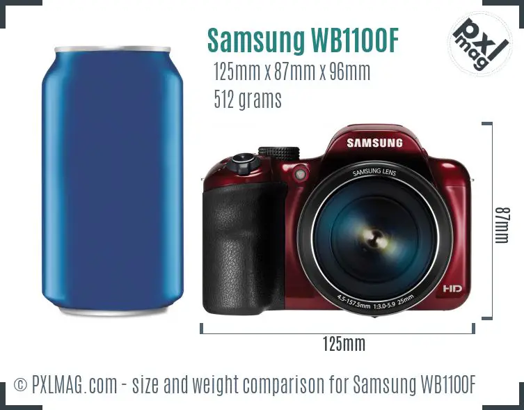 Samsung WB1100F dimensions scale