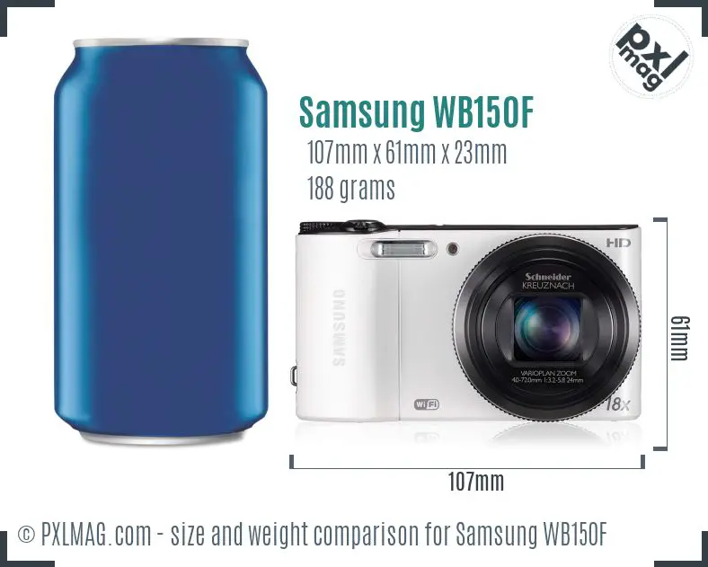 Samsung WB150F dimensions scale