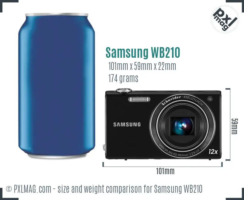Samsung WB210 dimensions scale