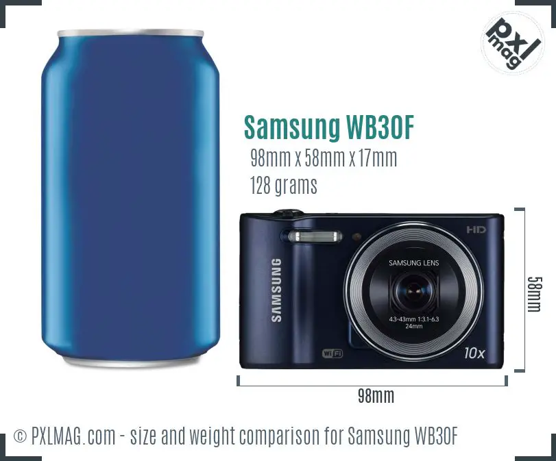 Samsung WB30F dimensions scale