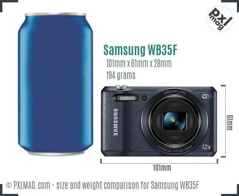Samsung WB35F dimensions scale