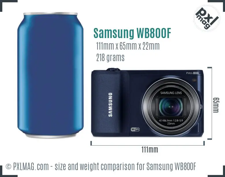 Samsung WB800F dimensions scale