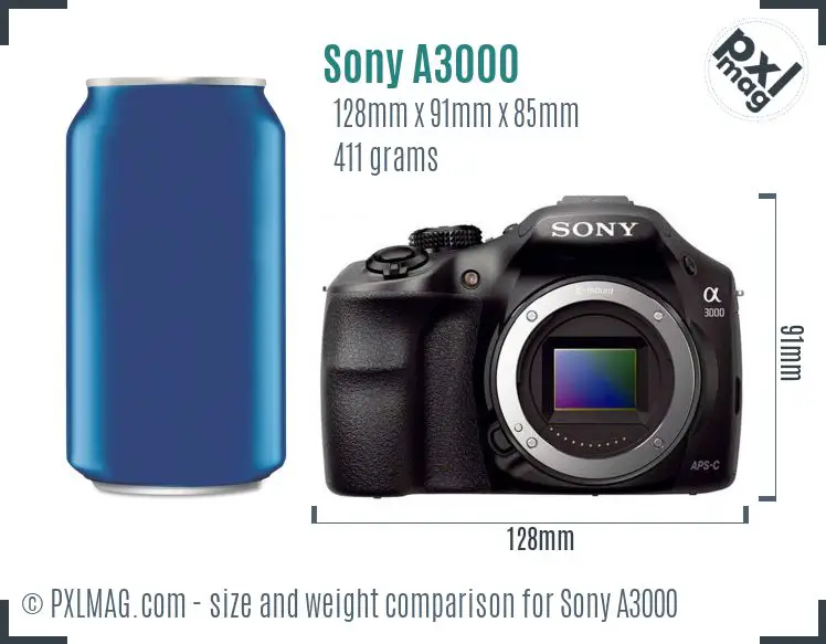 Sony Alpha A3000 dimensions scale