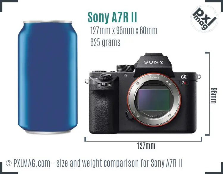 Sony Alpha A7R II dimensions scale