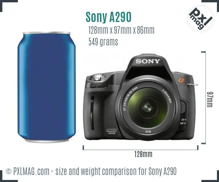 Sony Alpha DSLR-A290 dimensions scale
