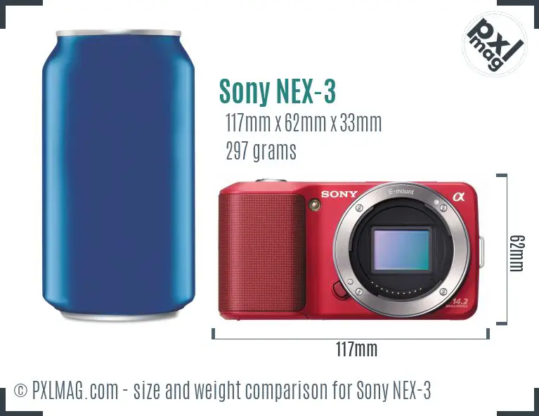Sony Alpha NEX-3 dimensions scale