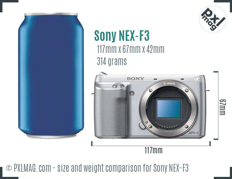 Sony Alpha NEX-F3 dimensions scale