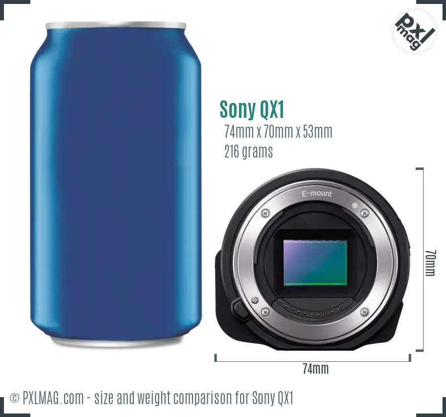Sony Alpha QX1 dimensions scale