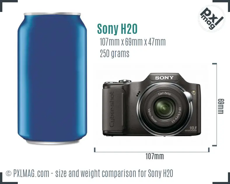 Sony Cyber-shot DSC-H20 dimensions scale