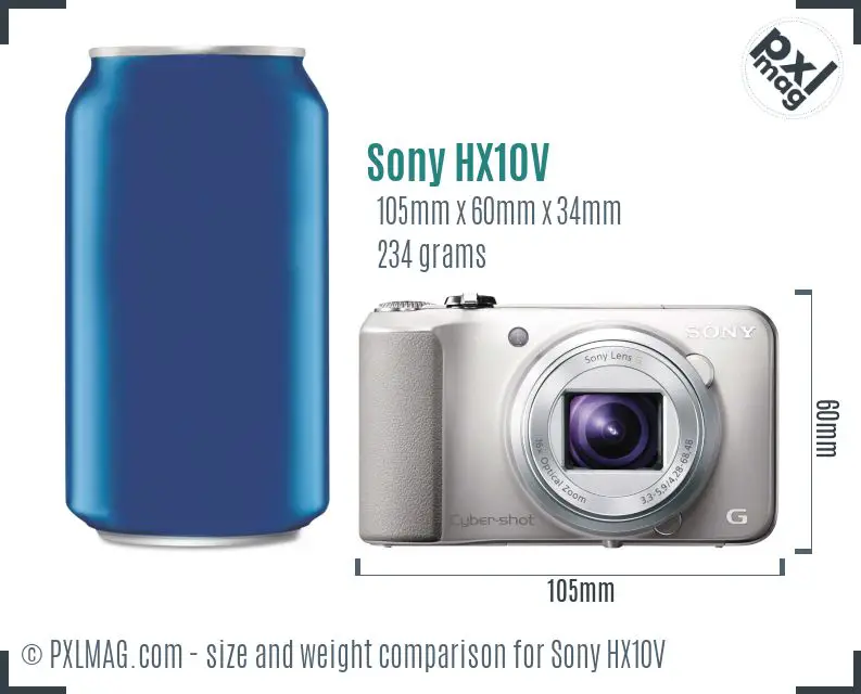 Sony Cyber-shot DSC-HX10V dimensions scale