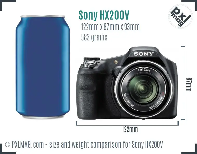 Sony Cyber-shot DSC-HX200V dimensions scale