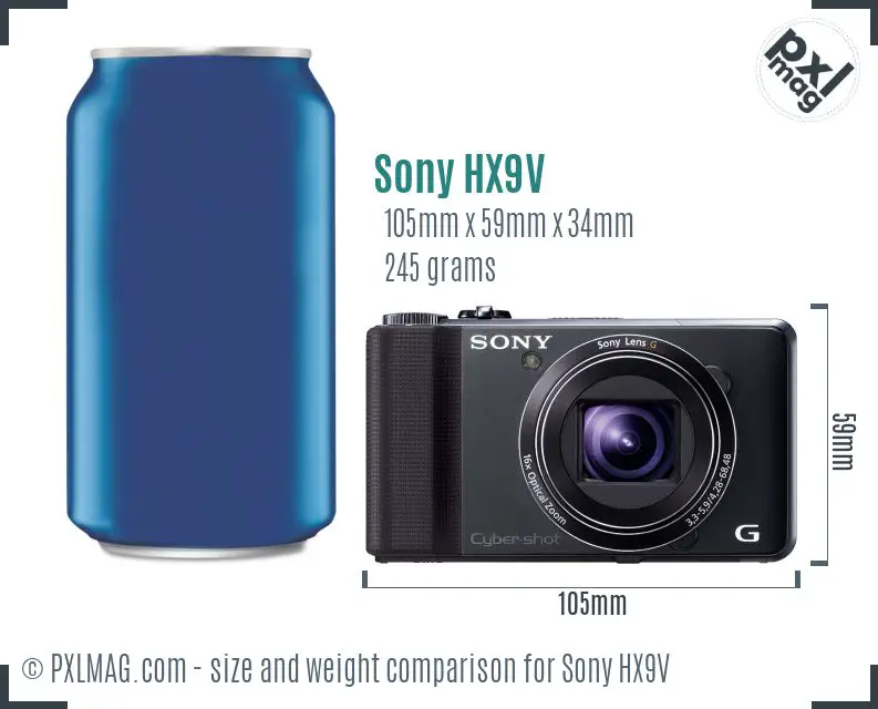Sony Cyber-shot DSC-HX9V dimensions scale