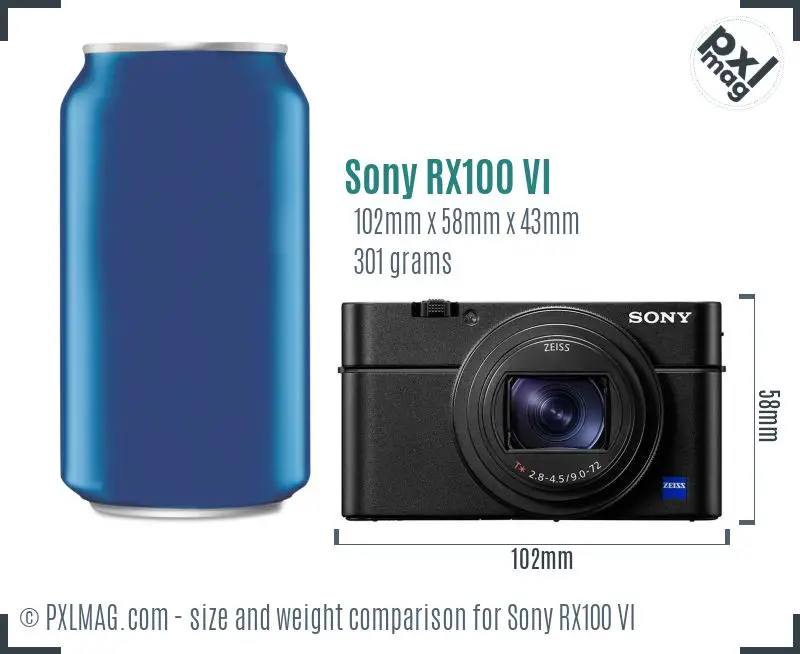 Sony Cyber-shot DSC-RX100 VI dimensions scale